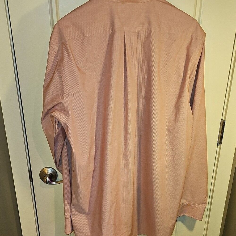 Stafford-Men's Red Striped Casual Button Down Shirt SIZE 17(36-37L) - Picture 6 of 8